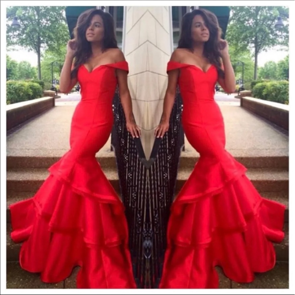 Red Mermaid Jovani Dress Size 2
